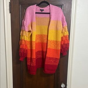 Colorful Gradient Women's Cardigan Sweater